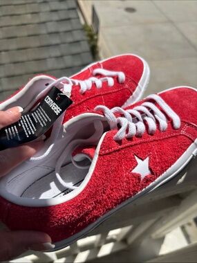 Converse One Star Red Suede Low-Top Sneakers